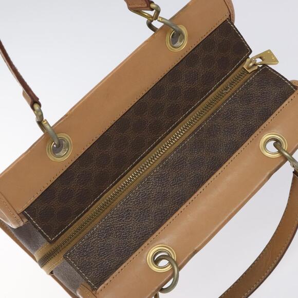 CELINE Macadam Canvas Hand Bag Pvc Leather Brown Gold - Picture 6 of 12